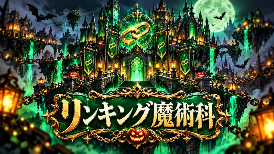 緑の城と金の鎖が輝くリンキング魔術科
