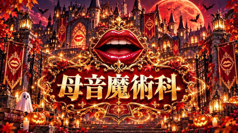 赤い城と口の紋章が輝く母音魔術科